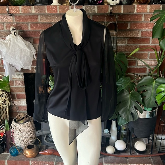 Vintage polyester pu$$y bow chiffon blouse “Ms.Sugar” brand - Picture 1 of 5